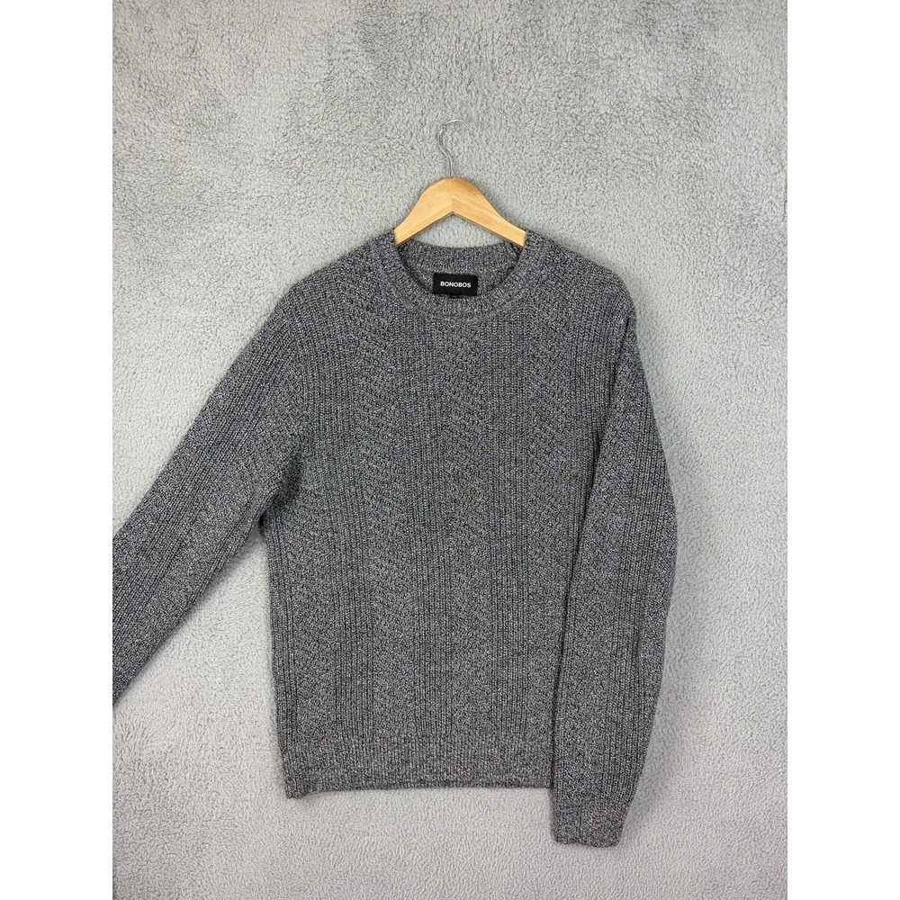 Bonobos Sweater Mens Medium Gray Cotton Cashmere Crewneck Pullover Knit Slim Men